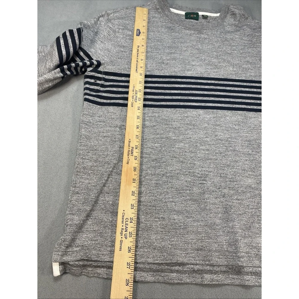 J. Crew Orzman Mens Large Pullover Heavy Long‎ Sleeve Shirt Gray Black Striped